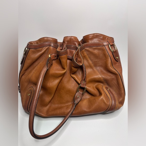 Cole Haan Paige F06 Cognac Brown Leather Boho Bag. So Soft! - Picture 4 of 6